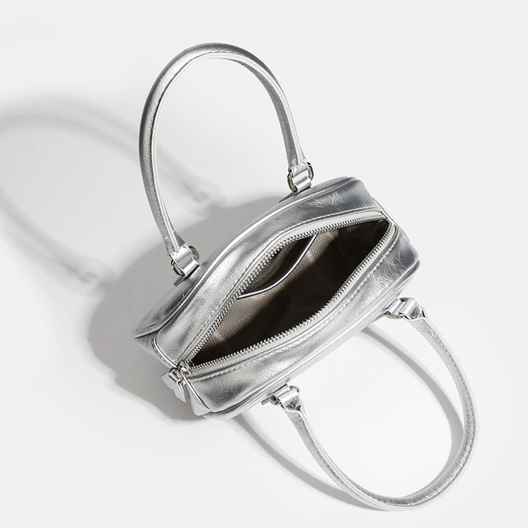 日韓流行|韓國小眾設計手提女包精緻百搭斜挎油蠟皮保齡球包波士頓包「9365#」24.05-1