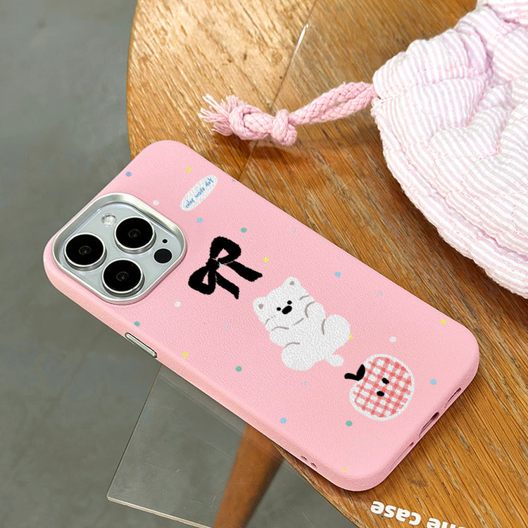 手機殼|iPhone16適用15Promax卡通14蘋果13手機殼12銀框皮紋殼11批發「LR1245」25.04-3