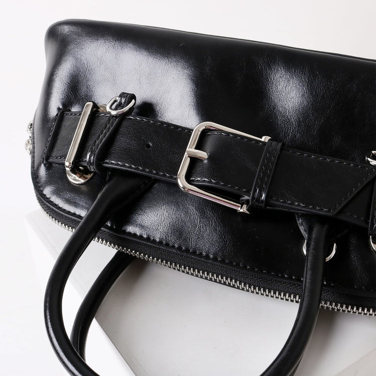 質感真皮|2025新款百搭手提包時尚優雅肩斜背包韓國小眾手提保齡球包包「6717」25.07-2