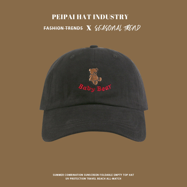 流行帽子|日系新款可愛小熊刺繡字母棒球帽ins風經典百搭個性軟頂休閒帽子「C4416」24.09-3