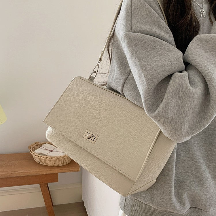 日韓流行|2025年新韓版春夏新款大容量托特包翻蓋鎖扣單肩包休閒通勤斜跨包「9601#」25.05-2