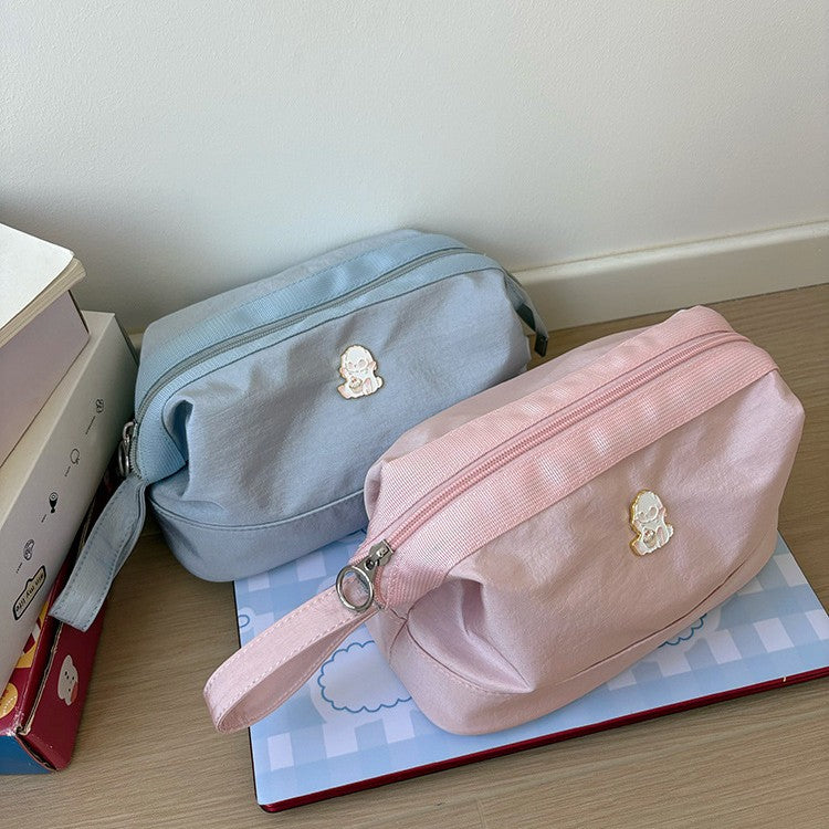 日韓流行|手提化妝包女2025新款便攜尼龍防水洗漱包立體版簡約大容量收納包「Q9035」25.09-5