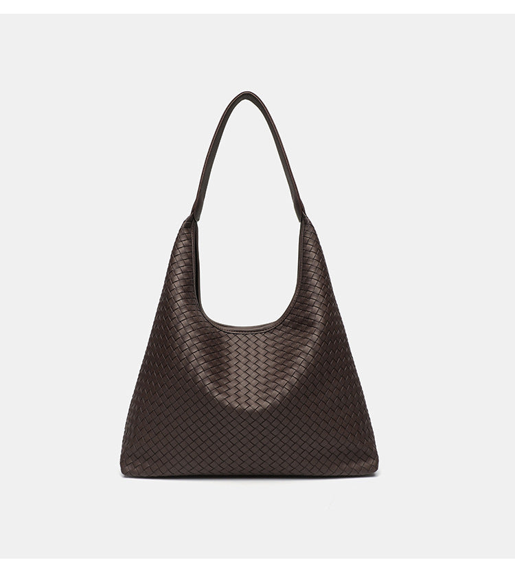 日韓流行|韓國小眾設計慵懶風通勤大容量托特包百搭高級質感黑色氣質單肩包「9631#」25.07-5