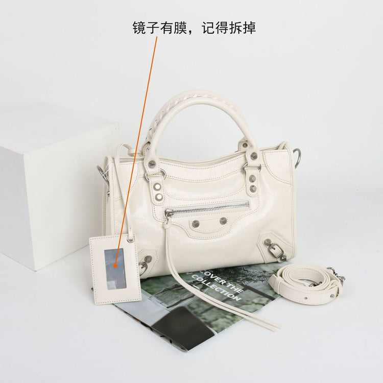 質感真皮 | 復古鉚釘機車包皮包手拎包高級感辣妹女小眾斜背包軟皮女重工包包「5136#」24.10-2