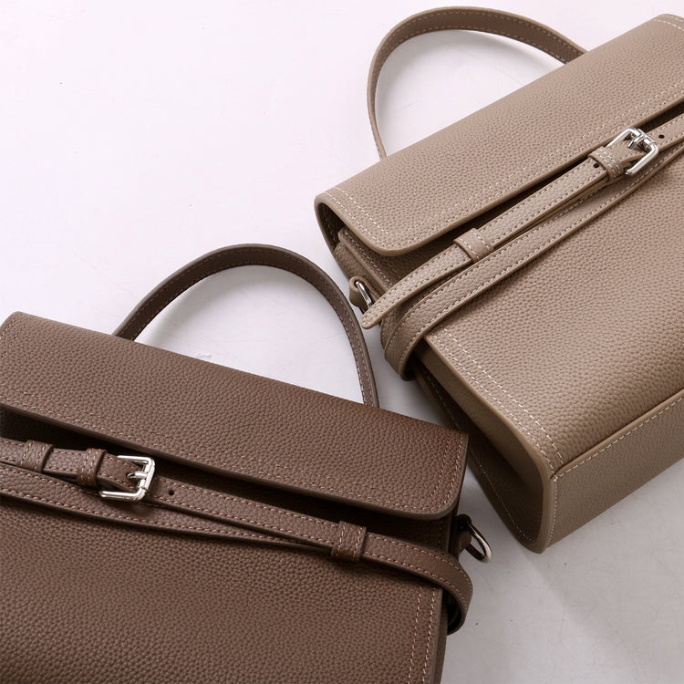 質感真皮|2025新款綁帶設計小眾輕奢高級質感通勤手提斜挎包復古單肩斜挎包「OS53100」25.11-3