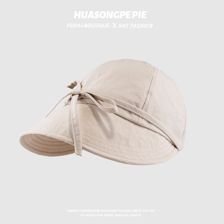 流行帽子|遮陽帽子女2024新款夏季速乾蝴蝶結漁夫鴨舌帽防曬防紫外線太陽帽「C3765」24.03-4