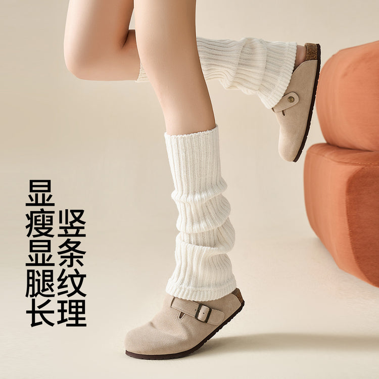 女襪|羊毛襪套女秋冬季加厚保暖JK針織腿套Y2K時尚辣妹彈力舒適小腿襪「X25840」25.10-1