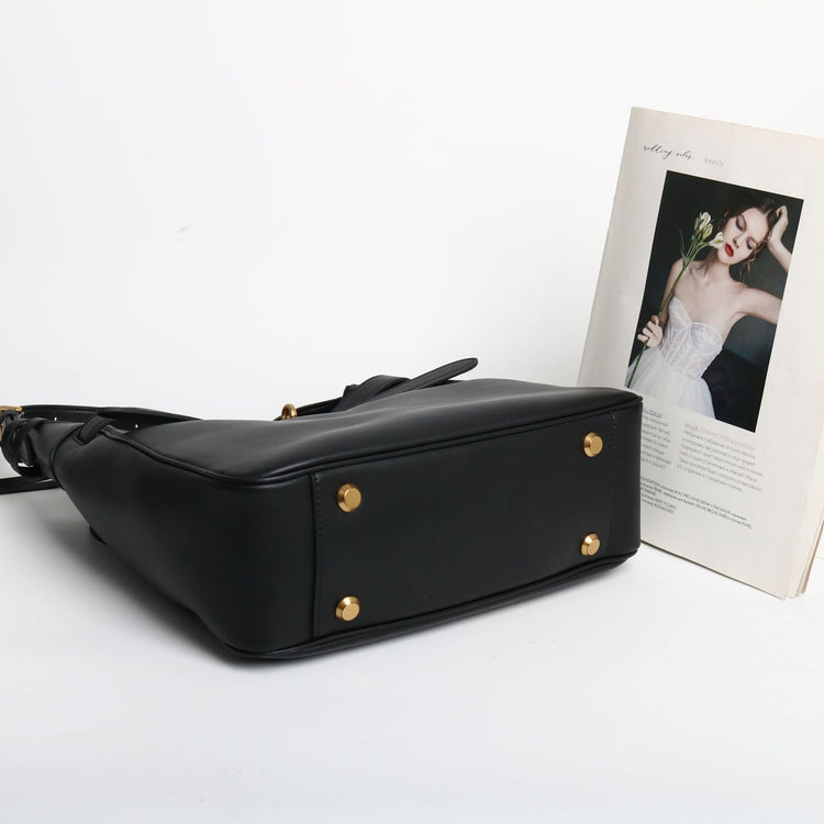 質感真皮|2024新款牛皮鎖扣托特包復古真皮水桶包大容量通勤單肩斜背包「5138#」24.08-1