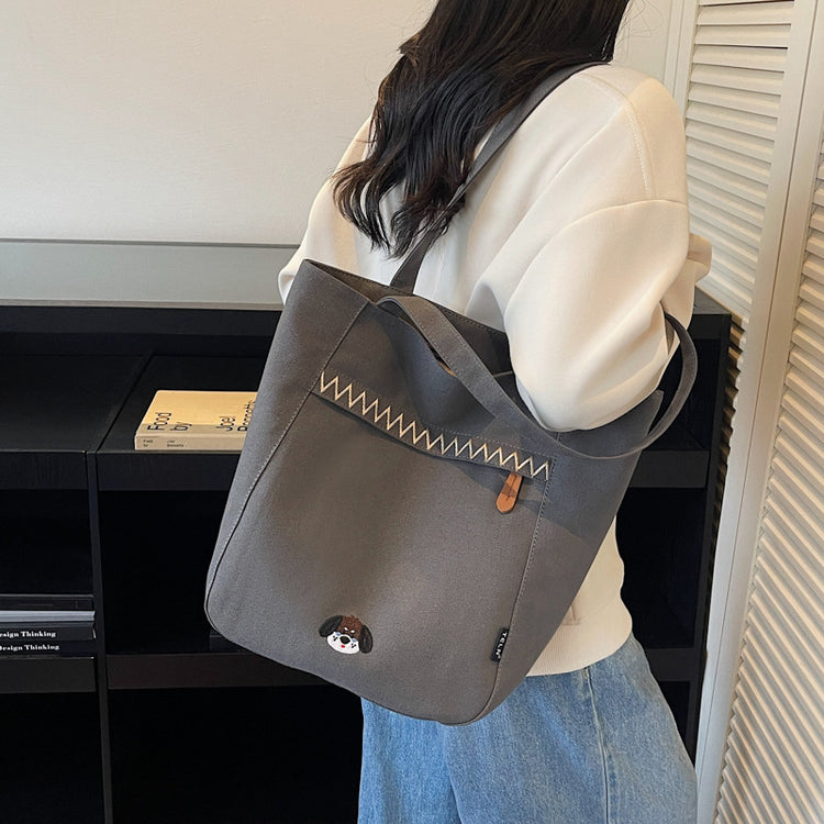 致青春|簡約手提帆布包包女2025秋冬新款百搭刺繡手拎布包學生單肩斜挎包「1805-125」25.09-5