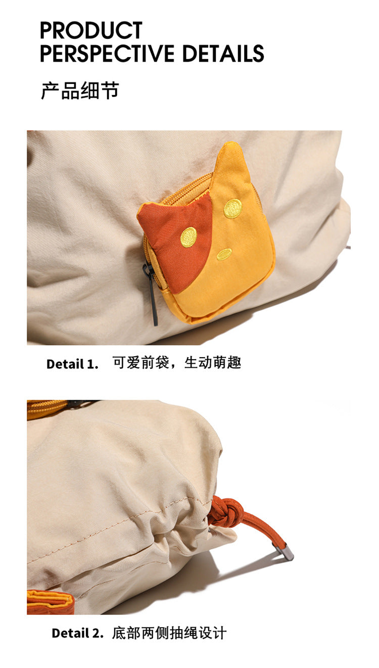 致青春|可愛貓咪斜背包卡通休閒韓版輕便小背包大容量設計感通勤單肩包「909-123」25.06-2