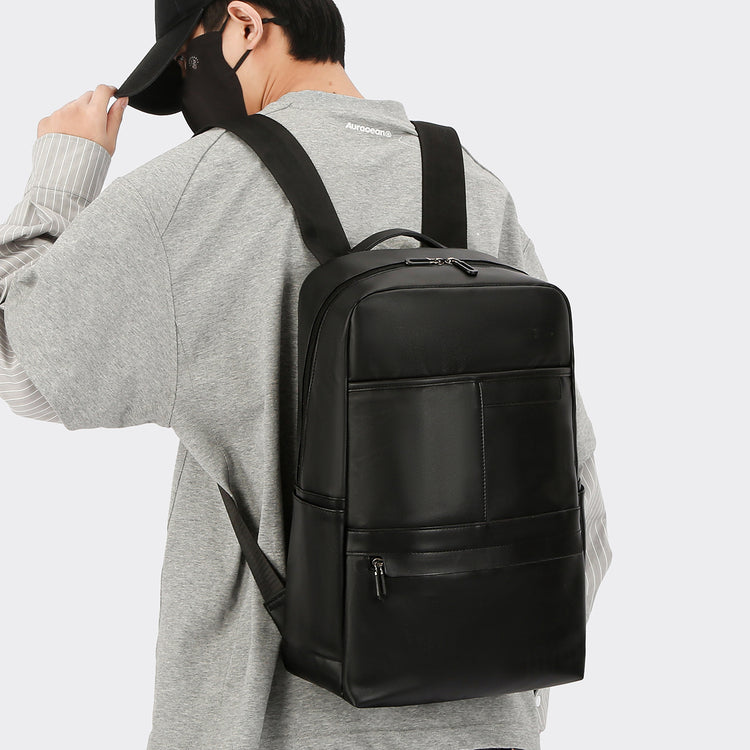 致青春|高級感雙肩背包男士新款外出多功能背包大容量PU商務通勤電腦包「9781-128」25.12-2