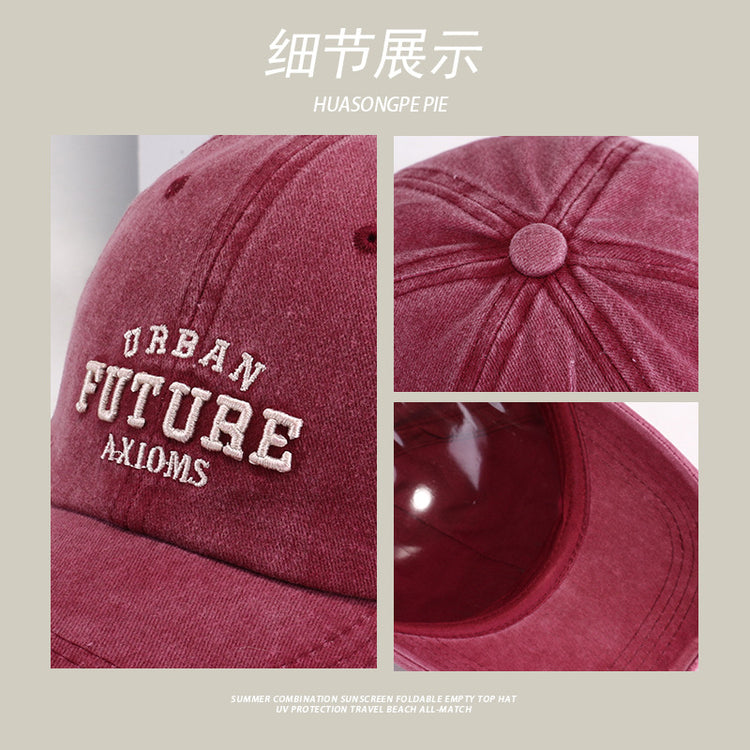流行帽子|復古水洗棒球帽百搭防曬帽女夏季防紫外線遮陽帽遮臉顯臉小鴨舌帽「C3674」24.02-1