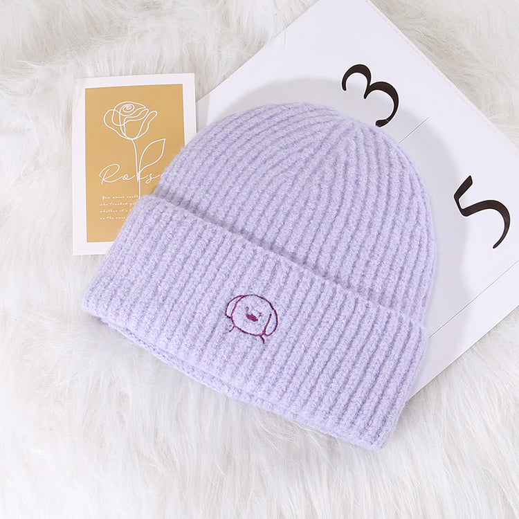 流行帽子|秋冬可愛卡通刺繡針織帽子女大頭圍保暖護耳帽顯臉小毛線帽男冷帽「C5580」25.09-4