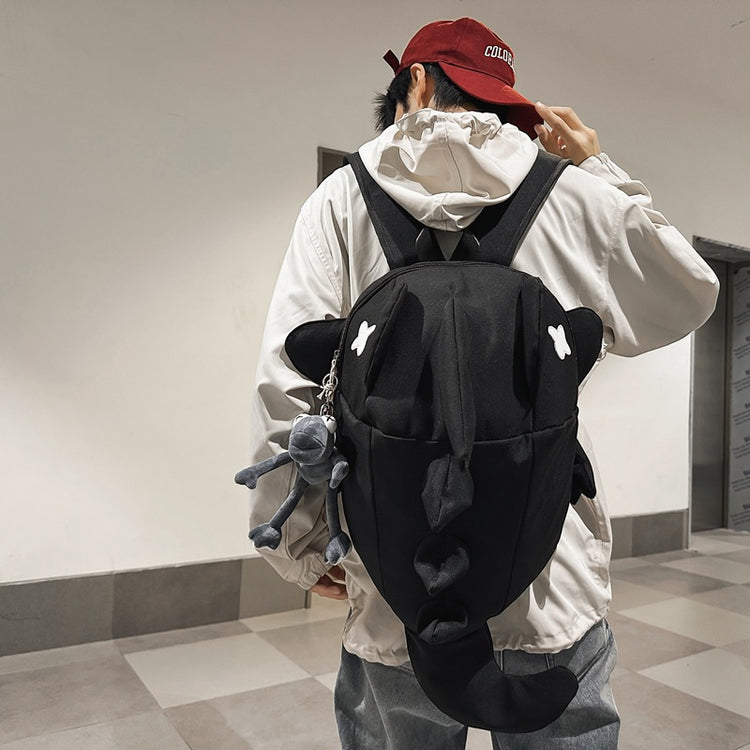 致青春|鯊魚雙肩包女日系大學生書包出行旅遊男情侶搞怪潮流拼色背包「241-132」25.01-2