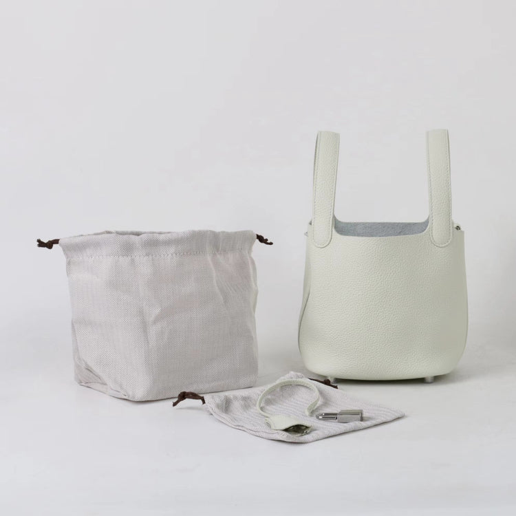 質感真皮|2025年新款時尚軟牛皮水桶包togo頭層牛皮h家菜籃子百搭通勤手提包「80900」25.04-4