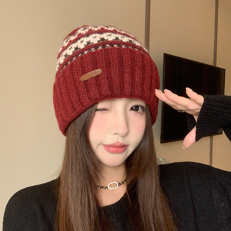 流行帽子|聖誕春節針織帽秋冬保暖防寒毛線帽學生情侶百搭護耳帽子騎車帽子「C4790」24.11-1