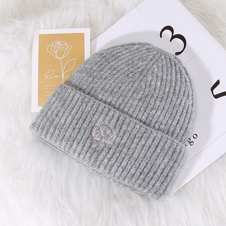 流行帽子|秋冬可愛卡通刺繡針織帽子女大頭圍保暖護耳帽顯臉小毛線帽男冷帽「C5580」25.09-4