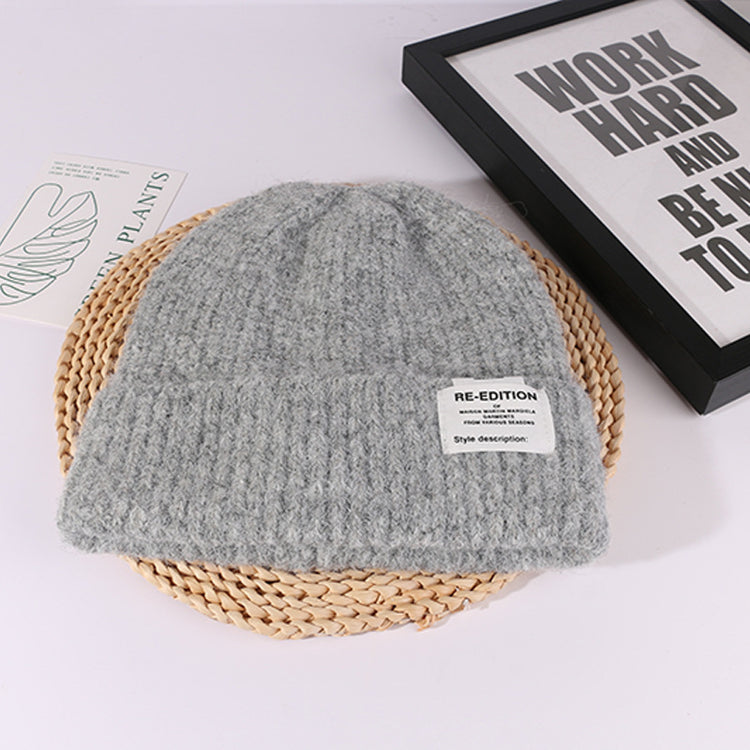 流行帽子|2024新款針織帽女慵懶風毛線堆堆帽大頭圍顯臉小加厚毛線帽冷帽男「C4484」24.09-4