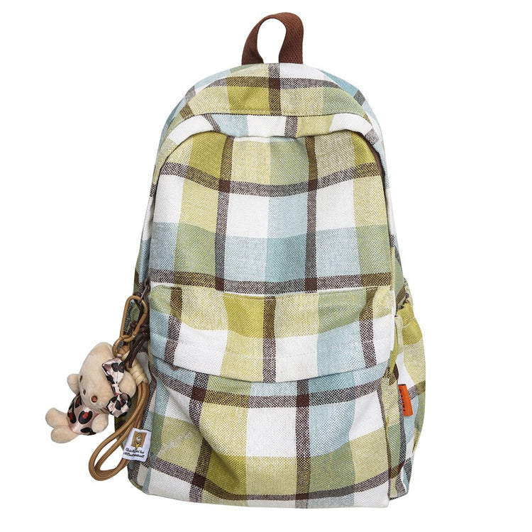 致青春|文藝格紋雙肩包日系ins簡約背包秋冬款校園背包百搭高中學生書包「0767-127」25.01-2