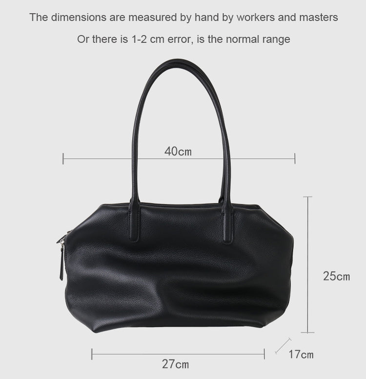 質感真皮|2025新頭層牛皮大容量手提輕奢單肩包休閒通勤高級感腋下托特包「6166」25.11-2