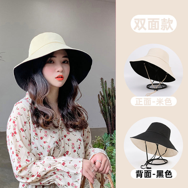 流行帽子|帽子女雙面漁夫帽日系大沿韓版遮陽帽夏季百搭防曬防紫外線太陽帽「E09419」25.03-2