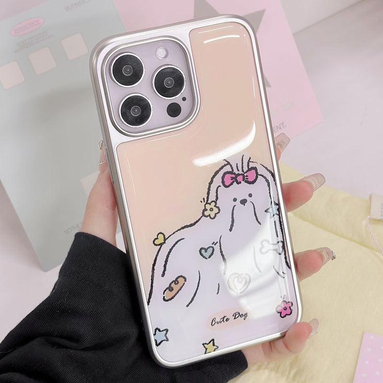 手機殼|iPhone電鍍銀邊滴膠手機殼16/1515plus適用iPhone12Pro可愛1「LR1551」25.04-1