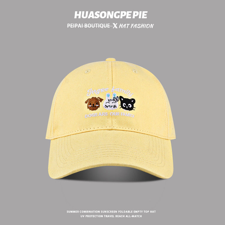 流行帽子|可愛動物刺繡棒球帽女韓版百搭甜美顯臉小遮陽帽時尚百搭鴨舌帽男「C3907」24.04-5