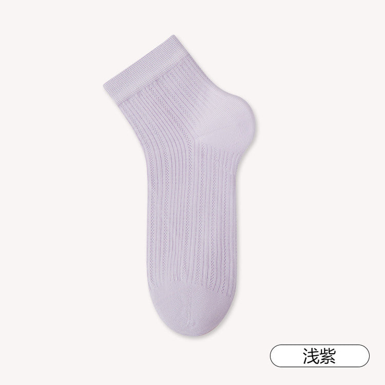 女襪|白色襪子女棉質耐磨抗起球彈力無骨短襪吸汗網眼透氣襪子批發「MI25813」25.05-2