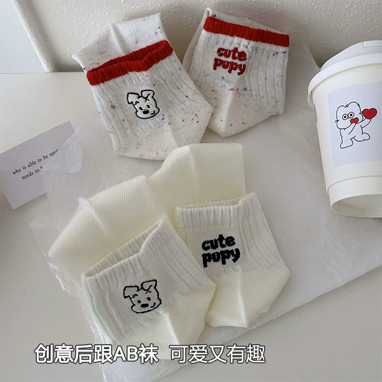 女襪|灰色襪子女春夏季薄款鏤空網眼透氣短襪創意後跟AB款棉質諸暨襪子「HS5016」25.03-4