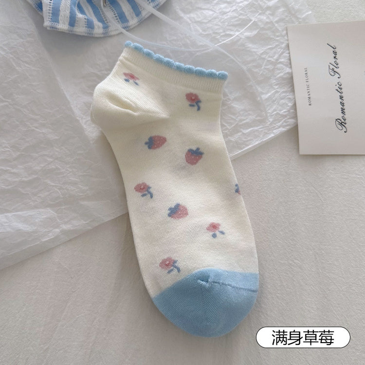 女襪|襪子女士棉質吸汗透氣親膚舒適短襪夏季薄款彈力簡約休閒襪「DL2506」25.04-1