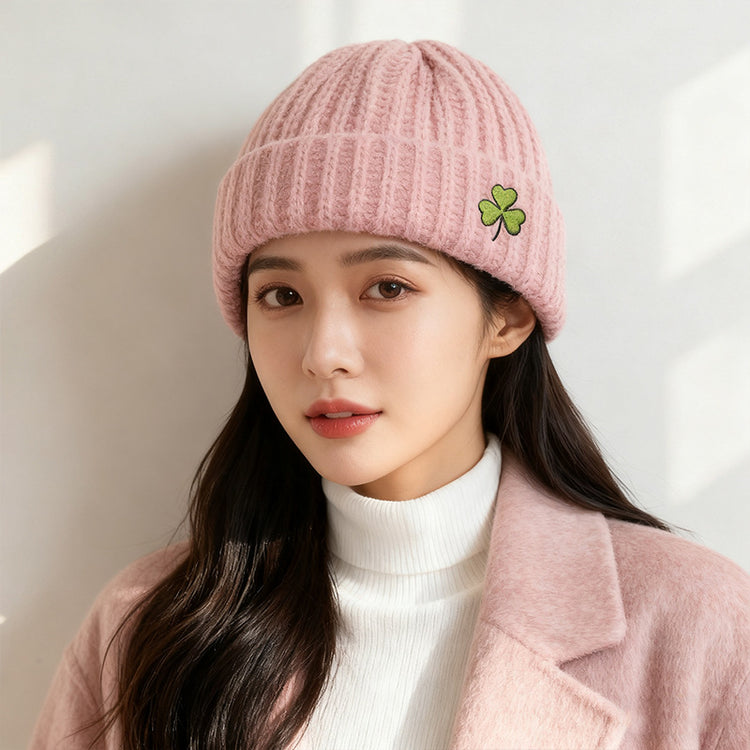 流行帽子|可愛花朵刺繡毛線帽子女秋冬保暖護耳針織帽顯臉小冷帽百搭套頭帽「C5802」25.11-2
