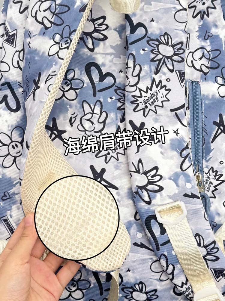 致青春|韓系ins高顏值小眾設計彩色個性塗鴉背包初高中生輕便雙肩包「8647-128」25.10-2