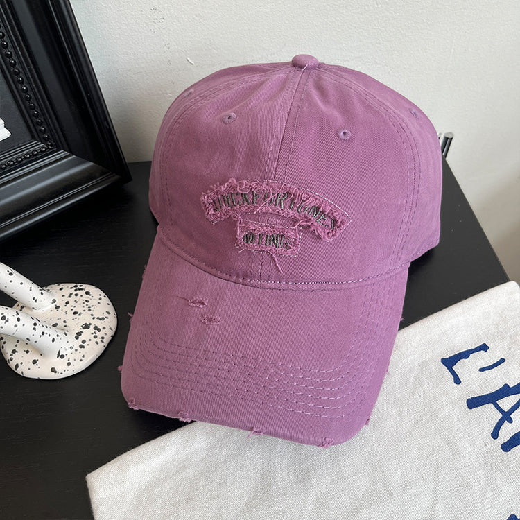 流行帽子|春季新款棒球帽破洞寬檐軟頂遮陽帽夏季戶外顯臉小韓系百搭鴨舌帽「C4886」24.12-5