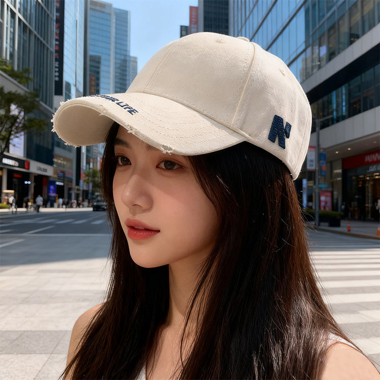 流行帽子|硬頂大頭圍帽子女簡約字母棒球帽顯臉小寬帽檐遮陽鴨舌帽男戶外潮「C5364-1」25.10-1