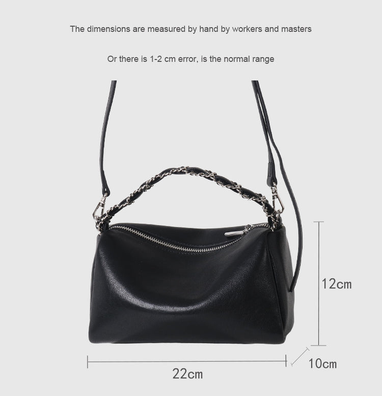 質感真皮|2025新款高級感枕頭包女牛皮大容量手提單肩包斜背包小眾設計包包「7014」25.07-1