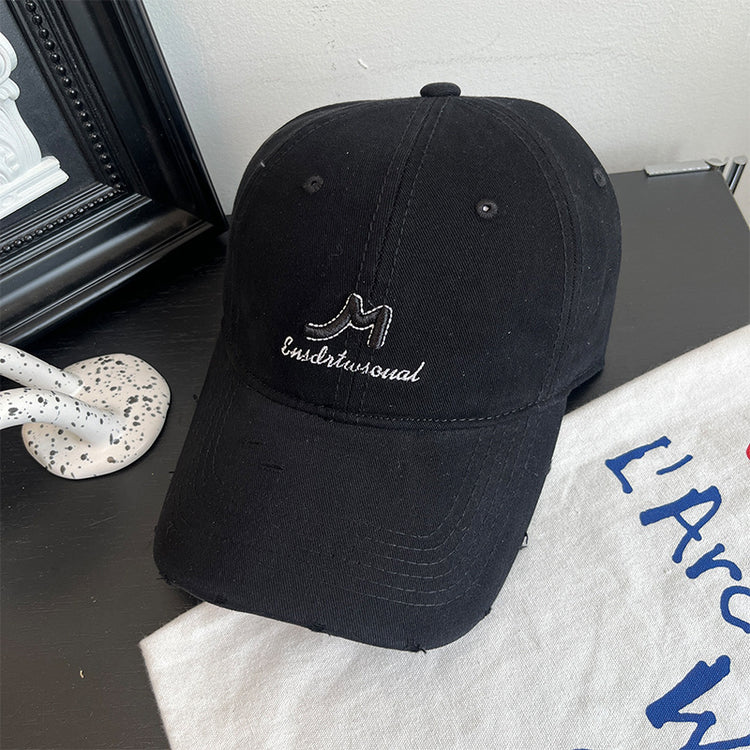 流行帽子|韓版簡約字母刺繡軟頂棒球帽子春季新款百搭休閒情侶顯臉小鴨舌帽「C4889」24.12-5