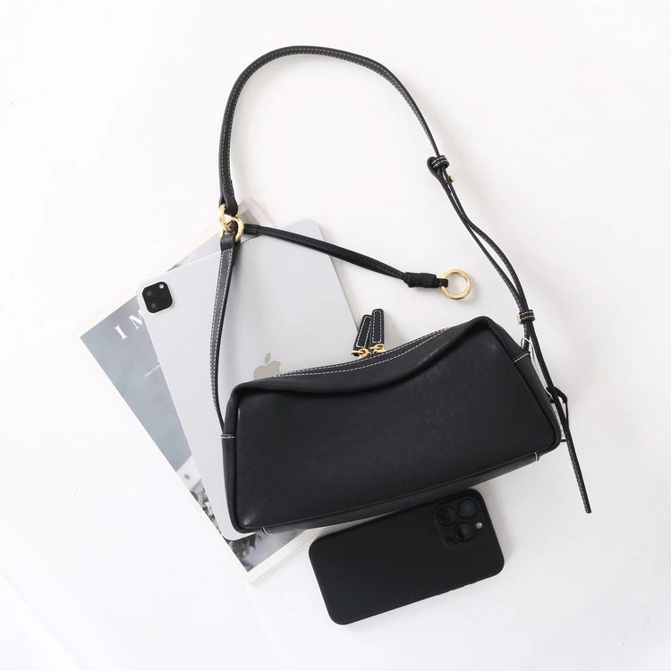 質感真皮|2025新款時尚軟牛皮枕頭包時尚百搭單肩斜背包高級感小眾設計腋下包「7059」25.09-4