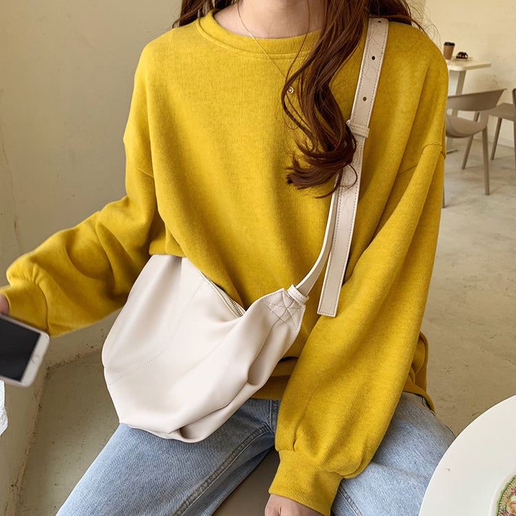 日韓流行|高級質感軟皮包包女2024新款潮時尚百搭斜挎包小眾女士單肩餃子包「9310#」24.03-2