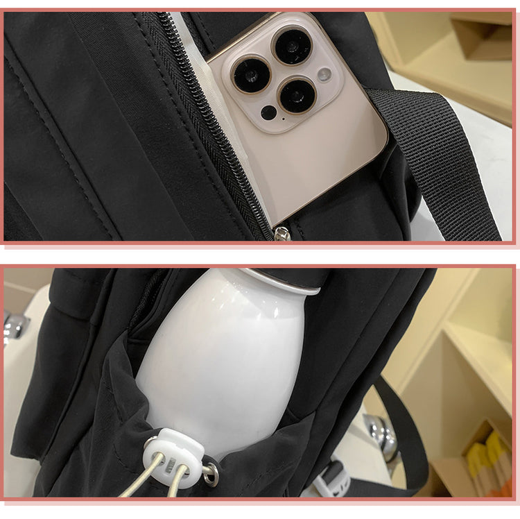 致青春|跨境簡約雙肩包少女森系純色百搭背包大容量質感初高大學生書包「9091-127」24.12-3