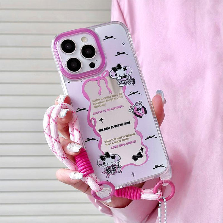 手機殼|iPhone15pro適用12掛繩鏡面殼蘋果13手機殼14promax卡通11「WL0050」24.07