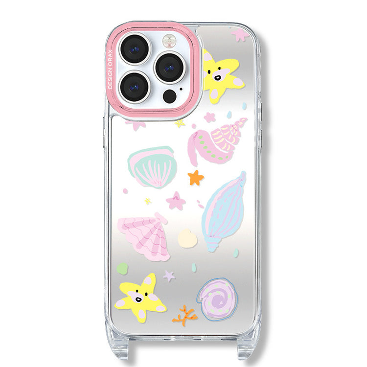 手機殼|蘋果15女iPhone14適用12promax掛繩鏡面手機殼蘋果殼夏天11「WL0070」24.07