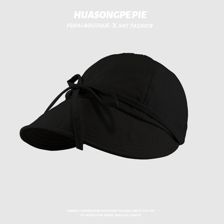 流行帽子|遮陽帽子女2024新款夏季速乾蝴蝶結漁夫鴨舌帽防曬防紫外線太陽帽「C3765」24.03-4