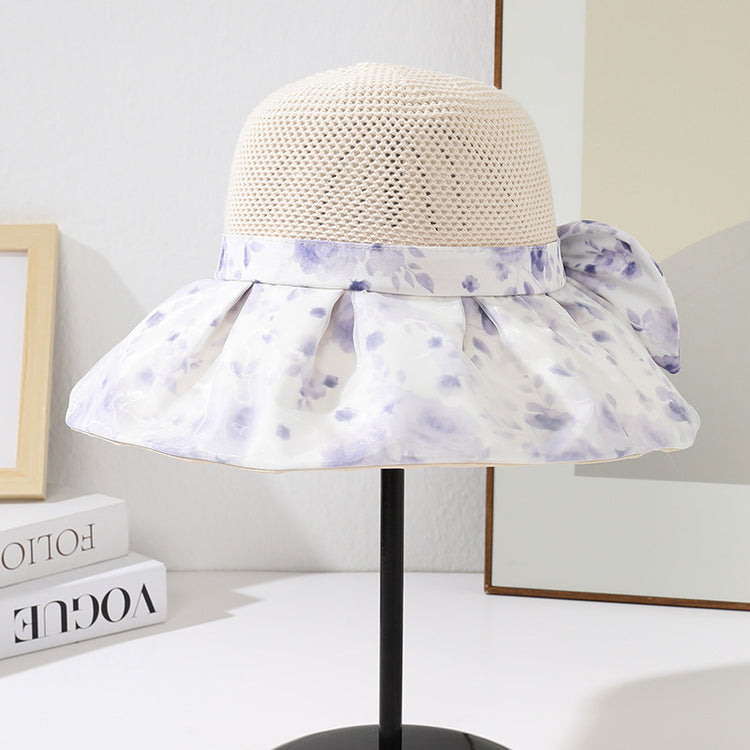 流行帽子|夏季新款蝴蝶結帽子女防曬小清新遮陽帽戶外出遊防紫外線太陽帽潮「C5253」25.05-1