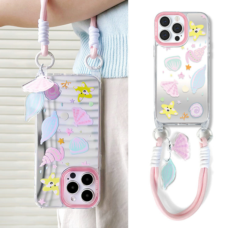 手機殼|蘋果15女iPhone14適用12promax掛繩鏡面手機殼蘋果殼夏天11「WL0070」24.07