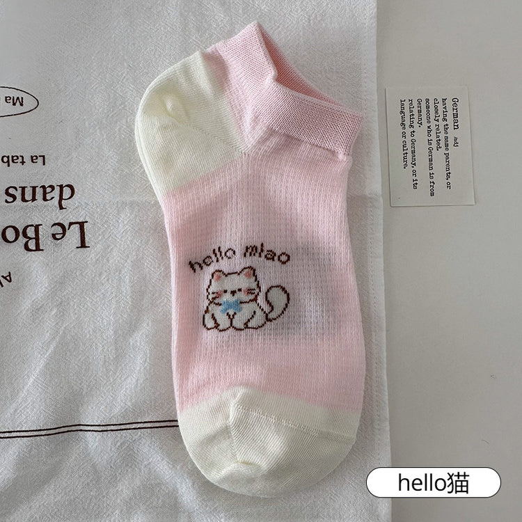女襪|卡通可愛襪子女夏季薄款ins潮學院風短襪棉質吸汗透氣襪子「MYH20259」25.04-3