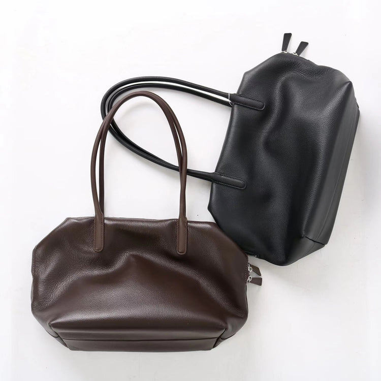 質感真皮|2025新頭層牛皮大容量手提輕奢單肩包休閒通勤高級感腋下托特包「6166」25.11-2