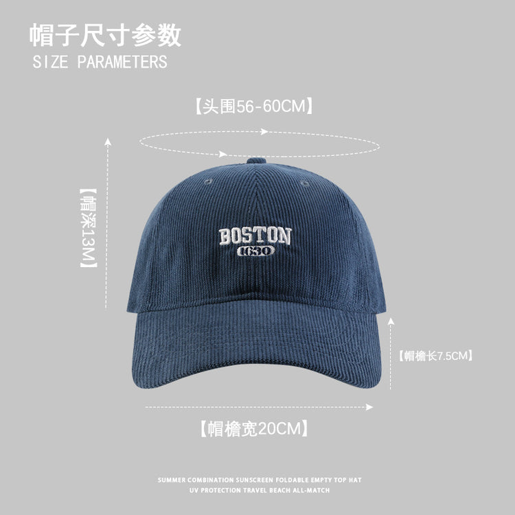 流行帽子|帽子秋冬新款燈芯絨棒球帽男女同款時尚字母防寒帽百搭防風鴨舌帽「C4250」24.08-3