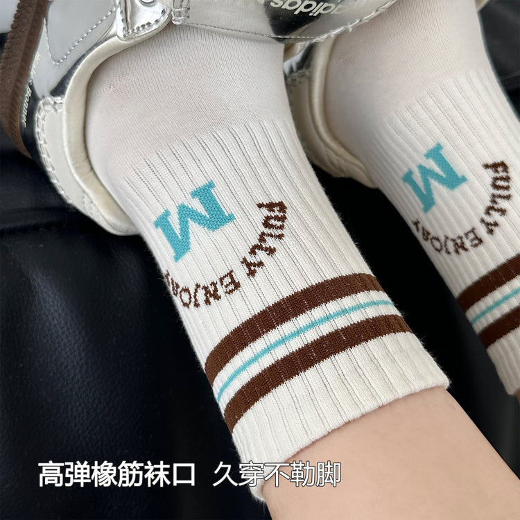 女襪|襪子女士10A抑菌防臭學院風中筒襪棉質吸汗透氣彈力運動襪「MK5109」25.08-1