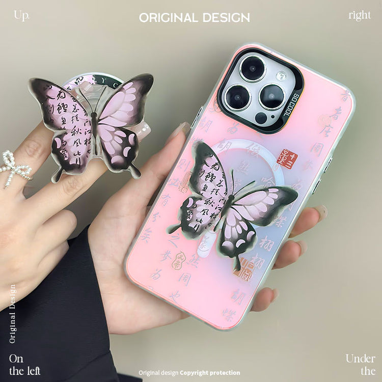 手機殼|iPhone15適用蘋果13手機殼磁吸磨砂鐳射P70支架華為mate60Pro「LR0864」24.07