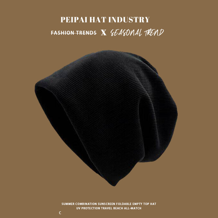 流行帽子|純色素顏燈芯絨堆堆帽子女冬季韓版寬松針織帽保暖冷帽嘻哈包頭帽「C4621」24.12-4